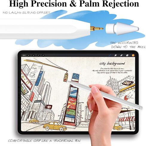 Stylus Pen for iPad11&10thGen,14Mins Faster Charge, with Pencil Holder,Palm Rejection, Tilt Sensitivity, for iPad Air11&13-inch(M3/M2), iPad Pro 11&13-inch (M4),iPad 6-11th,iPad Pro 11/12.9 inch in Kuwait