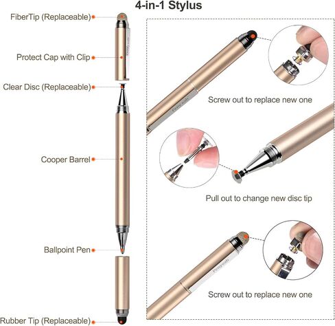 Penyeah Stylus Pen, 4 in 1 Stylus Pen for Touch Screens Everyday Use -Black in Saudi Arabia