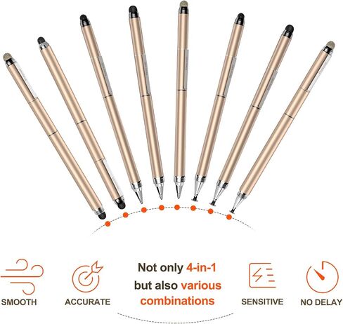 Penyeah Stylus Pen, 4 in 1 Stylus Pen for Touch Screens Everyday Use -Black in Saudi Arabia