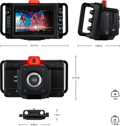 Blackmagic Design Studio Camera 6K Pro (EF Mount) Live Production Camera Bundle with Focus Demand, 10ft HDMI 2.0 Cable, 6ft USB-C Cable, and 5-Pack of SolidSignal Cable Ties in Saudi Arabia
