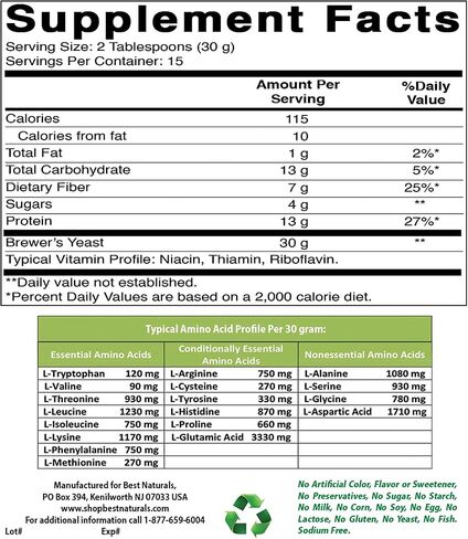 Best Naturals 100% Pure Brewers Yeast Powder - 16 oz - Supports for Increased Breast Milk Supply During Breastfeeding, Lactation, Digestive Health in Saudi Arabia