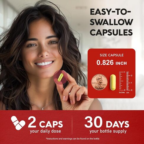 CoQ10 200 mg | Red Yeast Rice 1200 mg | Omega-3 | Niacin 500 mg | Magnesium | Citrus Bergamot Supplement - 15-in-1 Heart & Metabolism Support Complex - Energy & Antioxidant - Made in USA - 60 Capsules in Saudi Arabia