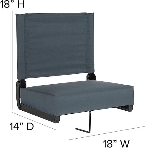 Flash Furniture Grandstand Portable Stadium Seats for Bleachers or Benches, Folding Padded Stadium Chairs with Handle, Pack of 2, 500 lb. Weight Capacity, Black in Saudi Arabia