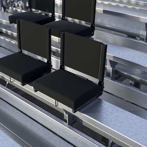 Flash Furniture Grandstand Portable Stadium Seats for Bleachers or Benches, Folding Padded Stadium Chairs with Handle, Pack of 2, 500 lb. Weight Capacity, Black in Saudi Arabia