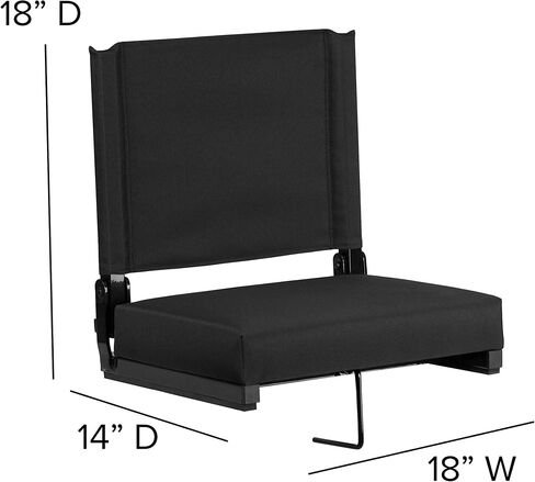 Flash Furniture Grandstand Portable Stadium Seats for Bleachers or Benches, Folding Padded Stadium Chairs with Handle, Pack of 2, 500 lb. Weight Capacity, Black in Saudi Arabia