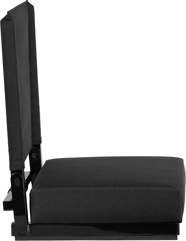 Flash Furniture Grandstand Portable Stadium Seats for Bleachers or Benches, Folding Padded Stadium Chairs with Handle, Pack of 2, 500 lb. Weight Capacity, Black in Kuwait