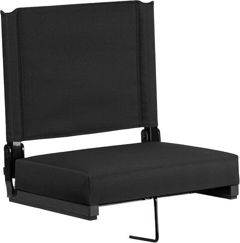Flash Furniture Grandstand Portable Stadium Seats for Bleachers or Benches, Folding Padded Stadium Chairs with Handle, Pack of 2, 500 lb. Weight Capacity, Black in Kuwait