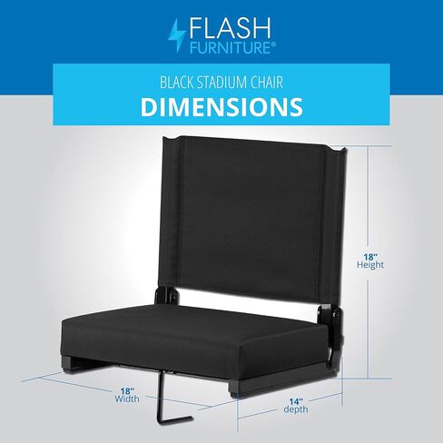 Flash Furniture Grandstand Portable Stadium Seats for Bleachers or Benches, Folding Padded Stadium Chairs with Handle, Pack of 2, 500 lb. Weight Capacity, Black in Kuwait