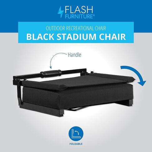 Flash Furniture Grandstand Portable Stadium Seats for Bleachers or Benches, Folding Padded Stadium Chairs with Handle, Pack of 2, 500 lb. Weight Capacity, Black in Kuwait