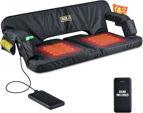 MZQLN Heated Massage Stadium Seats Pack of 2, 25 Inche Folding Bleacher Chair with 10000mAh Portable Power*2, 3 Levels of Heat&Massage, 6 Reclining Positions for Camping, Sports in Saudi Arabia