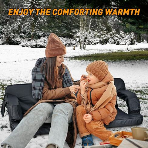 MZQLN Heated Massage Stadium Seats Pack of 2, 25 Inche Folding Bleacher Chair with 10000mAh Portable Power*2, 3 Levels of Heat&Massage, 6 Reclining Positions for Camping, Sports in Saudi Arabia