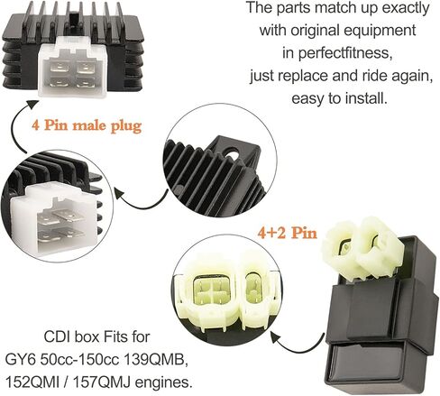 CDI صندوق 6 دبوس ملف الإشعال شرارة التوصيل منظم الجهد لGY6 150cc محرك سكوتر الدراجة جزء لTomberlin Crossfire 150R Spiderbox American Sportworks 150 GTS 150cc Go Karts in Kuwait