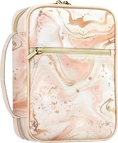 Bible Case, 7.5 x 10-inch, Bible Cover for Women, Cute Pink Bible Case for Women, Large Bible Bag with Pockets, Zipper and Handle – Modern Bags for Standard and Large Bibles, Bible Cover in Saudi Arabia