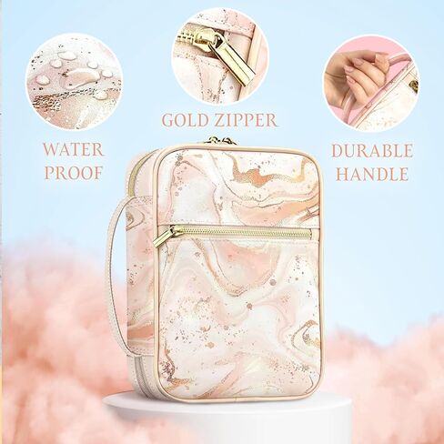 Bible Case, 7.5 x 10-inch, Bible Cover for Women, Cute Pink Bible Case for Women, Large Bible Bag with Pockets, Zipper and Handle – Modern Bags for Standard and Large Bibles, Bible Cover in Saudi Arabia