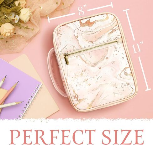 Bible Case, 7.5 x 10-inch, Bible Cover for Women, Cute Pink Bible Case for Women, Large Bible Bag with Pockets, Zipper and Handle – Modern Bags for Standard and Large Bibles, Bible Cover in Saudi Arabia