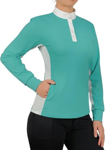 Women Long Sleeve Golf Shirts Equestrian Horse Riding Tops with Pockets in Saudi Arabia