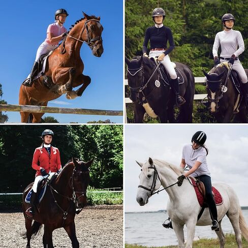 Women Long Sleeve Golf Shirts Equestrian Horse Riding Tops with Pockets in Saudi Arabia