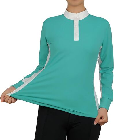 قمصان جولف نسائية طويلة الأكمام لركوب الخيل الفروسية مع جيوب in Kuwait