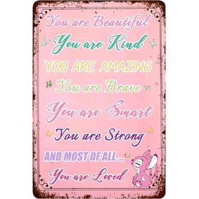 Girls Bedroom Decor Room Girl Wall Decor Teen Girl Wall Art Kids Bedroom Set Little Princess Pink Girl Room Decorations Inspirational Posters You Are Beautiful You Are Kind Sign 8×12 Inches
