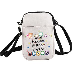 PXTIDY Bingo Lover Gift Funny Bingo Gifts What Happens At Bingo Stays At Bingo Lucky Crossbody Bag Bingo Player Gifts
