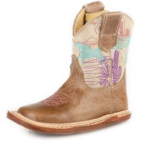 Roper Kids Cowbabies Running Free (Infant/Toddler) Western Boot, Brown, 4 US Unisex