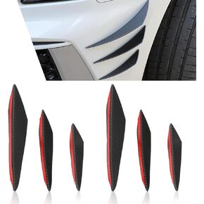 Pack-6 Car Front Bumper Lip Splitter, 3 Specs Soft Rubber Spoiler Canard Decoration Kit, Body Anti-Collision Buffer Protection Device, Unviersal for Car Exterior Accessories (Glossy Black)