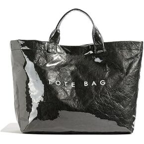 PVC Tote Bag for Women Large Work Tote Bag, Large Capacity Green Jelly Bag, Letter Print Tote Handbag