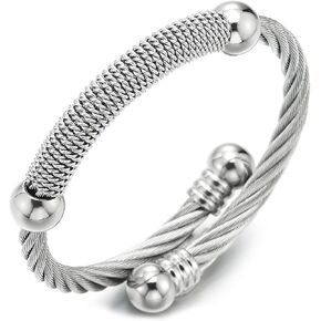 سوار من الفولاذ المقاوم للصدأ من COOLSTEELANDBEYOND ملتوي للرجال والنساء مصقول