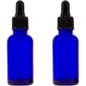 GreenHealth Pack of 2 - Cobalt Blue Glass Bottle 1oz with Glass Dropper