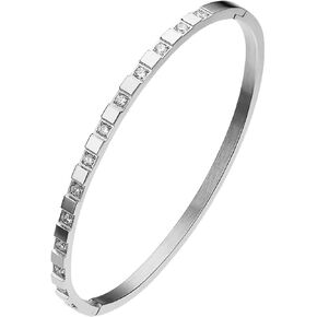 Jude Jewelers 4mm Stainless Steel Cubic Zircon Filled Eternity Style Bangle Bracelet
