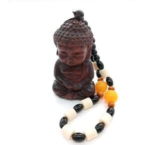 Handmade Rosewood Buddha Pendant, Solid Wood Buddha Keychain, Refined Wooden Buddha Statue for Home, Bedroom, Car and Office Decoration