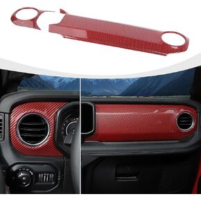 JL Center Console Trim Dashboard Panel Cover Compatible with 2024 Jeep Wrangler JL & Gladiator JT Interior Accessories, ABS Red