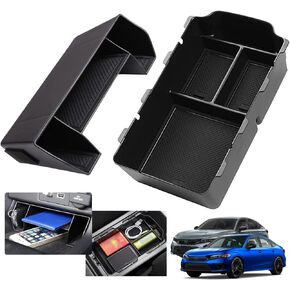 2024 2025 Civic Center Console Organizer Tray for 2023 2022 Honda Civic 11th Gen Sedan Hatchback LX EX Sport Civic 2022 Accessories Civic 2023 Central Console Organizer Insert Tray(2pcs)