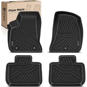 YHTAUTO Floor Mats Compatible with 2011-2023 Chrysler 300, 2011-2023 Dodge Charger RWD, All Weather Custom Fit TPE Floor Liners Front & 2nd Row, Black, Set of 4