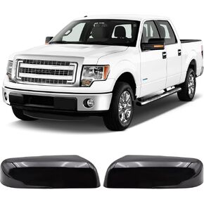 Top Half Mirror Covers Caps Compatible with 2009-2014 Ford F-150 Gloss Black Side Wing View Mirror Cover Cap