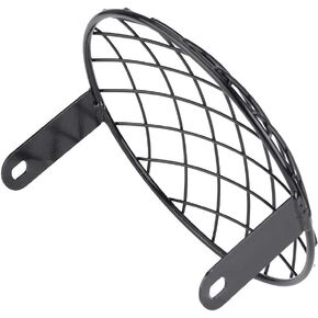 Motorcycle 7" Headlight Mesh Grill Side Mount Universal Cover Mask for Cafe Racer (Black)