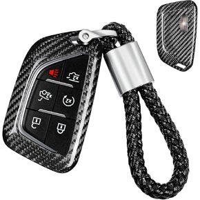 Real Glass Fiber Key Fob Cover Compatible with Cadillac Escalade CT4 CT5 Key Fob Case Shell Protector with Keychain fit for Cadillac CT4 V CT5 Sport,Red