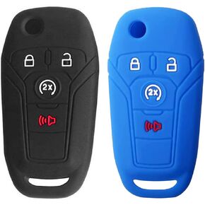 SOLIFEGOBLE 2pcs Car Remote Key Cover,Silicone Car Remote Key Fob Cover Case for Ford F-250 F-350 Fusion Fiesta Mustang Explorer Skin Jacket 4 Buttons