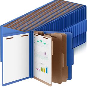 48 Pcs Pressboard Classification Folders Bulk 3 Dividers File Folder with 3 Inch Fastener, Letter Size with 3.5 Inch Expansion for Organize Paper Files for Office Classroom (Purple)