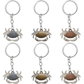 Honbay 6PCS Alloy Crab Keychains Fashion Animal Crab Key Rings Decorative Backpack Keyfob for Bag Purse Wallet Cellphone or Car Pendant (3 Color)