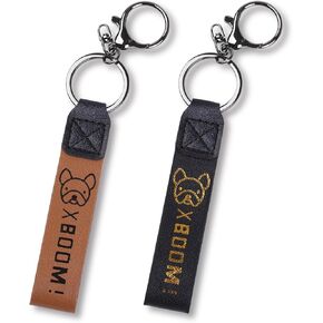 Universal Leather Car Keychain, Cute French Bulldog Key Fob Holder, 2 PCS Cartoon Key Chain Accessories for Honda, Chevrolet, Ford, Subaru, Nissan, KIA, Kaidilake etc(Black, Brown)