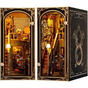 JOOHOUR DIY Book Nook Kit, Alice in Wonderland, Dollhouse Miniature, Booknook Bookshelf Insert Decor Alley 3D Wooden Puzzle, Bookends Model Building Kit, Gift for Teens and Adults, Falling Library