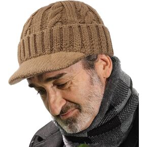 Clakllie Winter Visor Beanie Stretchy Cable Knitted Hats Stylish Skullcap Cold Weather Ski Snow Caps Cadet Newsboy Cap