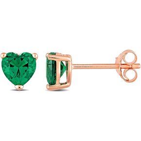 Heart-Shaped Cubic Zirconia Stud Earrings in 925 Sterling Silver - Various Color Options, 1 CTTW