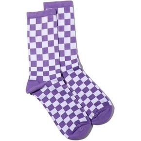 Socks, Purple Fashion Harajuku Trends Women Checkerboard Socks Geometric Checkered Socks Men Hip Hop Cotton Unisex Print Skateboard