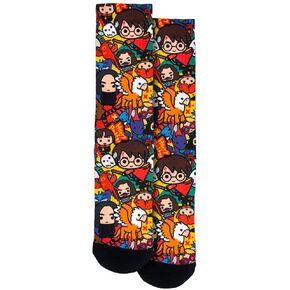 Harry Pottter Chibi Collage Crew Socks - SHOE SIZE (5-10 Men) (7-12 women)
