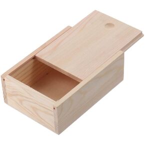 Wooden Box Storage Box with Slide Top Natural Candlenut Card Keeper Wood Jewelry Box for Storage Home Decoration