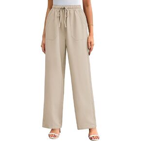GRACE KARIN Women's Wide Leg Casual Pants High Waist Drawstring Loose Summer Lightweight Trousers with Pockets