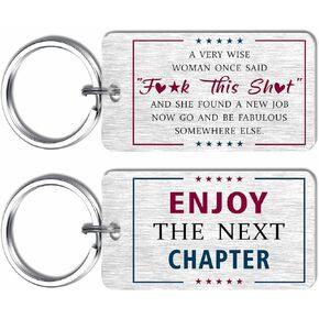 EE&YU New Job Gifts for Women Woman - Good Luck in Your New Job Keychain, Female Cowroker Enjoy the Next Chapter Gifts