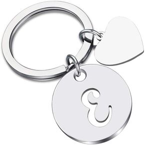 Stainless Steel Hollow Out Initial Keychain Heart Pendant Alphabet Letter Key Ring Personalized Gift